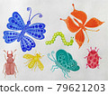 Insects in childs watercolor drawing 79621203
