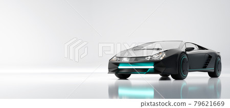 Non-existent brand-less generic concept black sport electric car 79621669