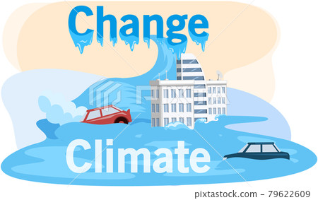 Melting glaciers, global warming, sea level rose and flooded cities, ecological catastrophy Melting glaciers, global warming, sea level rose and flooded cities, ecological catastrophy 79622609