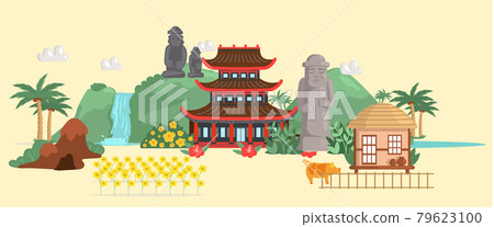 Jeju island in South Korea, famous attractions for tourist route. Layout of place for travelers Jeju island in South Korea, famous attractions for tourist route. Layout of place for travelers 79623100