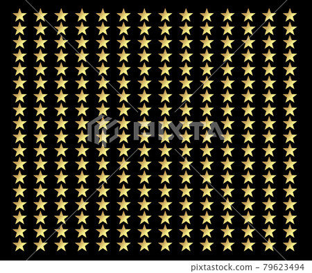 Abstract gold stars modern pattern. Texture of gold foil. Celebration, Falling golden abstract decoration for party, birthday celebrate, anniversary or event, festival decor. illustration - Vector 79623494