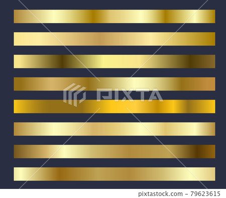 Gold background texture vector set icon seamless pattern. Shiny, metal foil abstract golden gradient set. Design frame, ribbon, banner, coin and label. illustration - Vector Gold background texture vector set icon seamless pattern. Shiny, metal foil abstract golden gradient set. Design frame, ribbon, banner, coin and label. illustration - Vector 79623615