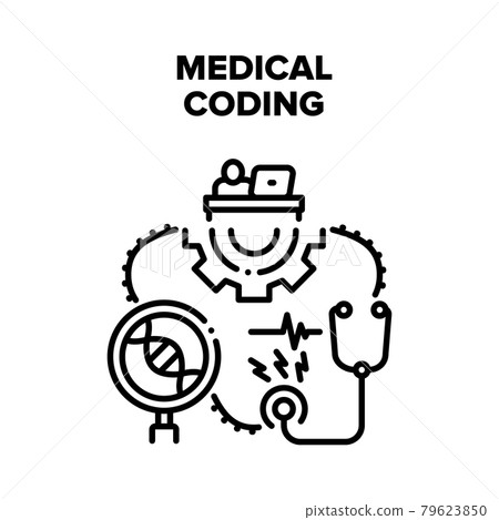 Medical Coding Vector Concept Black Illustration Medical Coding Vector Concept Black Illustration 79623850