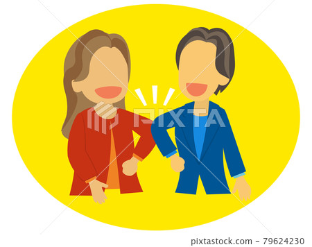 兩個女人用手肘碰觸打招呼_生動 79624230