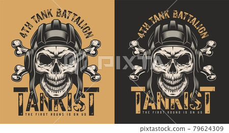 Skull in tank military helmet Skull in tank military helmet 79624309