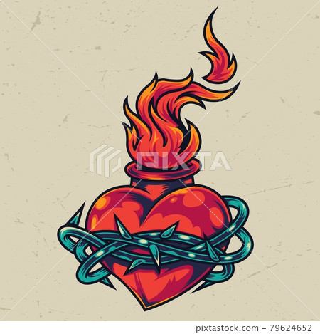 Vintage fiery heart colorful template Vintage fiery heart colorful template 79624652