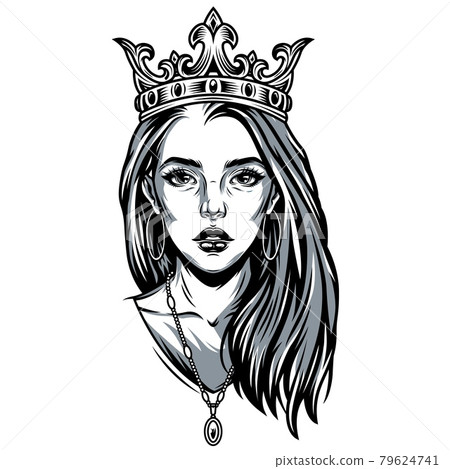 Vintage pretty girl in ornate crown 79624741