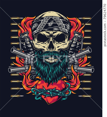 Colorful tattoo vintage template Colorful tattoo vintage template 79624770