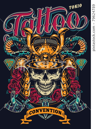 Tattoo convention in Tokio colorful poster 79624789