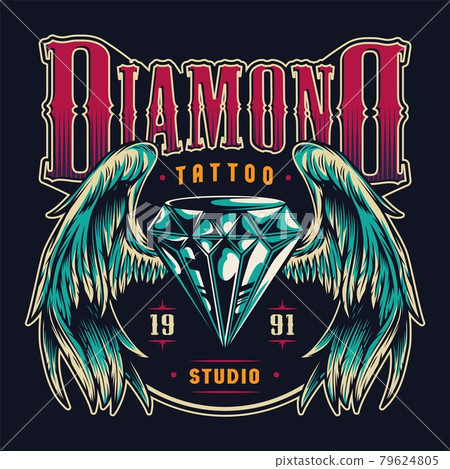Vintage tattoo salon colorful emblem Vintage tattoo salon colorful emblem 79624805