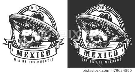 Mexican Day of Dead monochrome logotype Mexican Day of Dead monochrome logotype 79624890