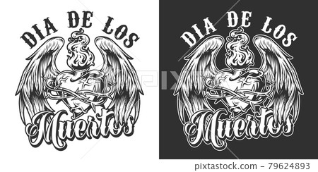 Dia De Los Muertos monochrome label Dia De Los Muertos monochrome label 79624893