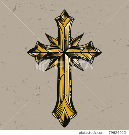 Vintage gold elegant religious cross template 79624923