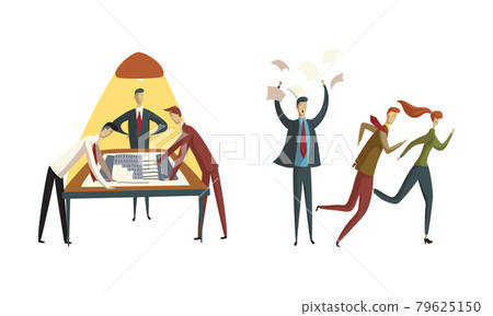 Business Meeting of Entrepreneur and Worker in Office Discussing Plan and Strategy of Company Vector Set Business Meeting of Entrepreneur and Worker in Office Discussing Plan and Strategy of Company Vector Set 79625150