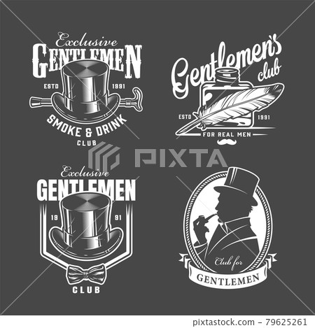 Vintage monochrome gentleman club labels Vintage monochrome gentleman club labels 79625261