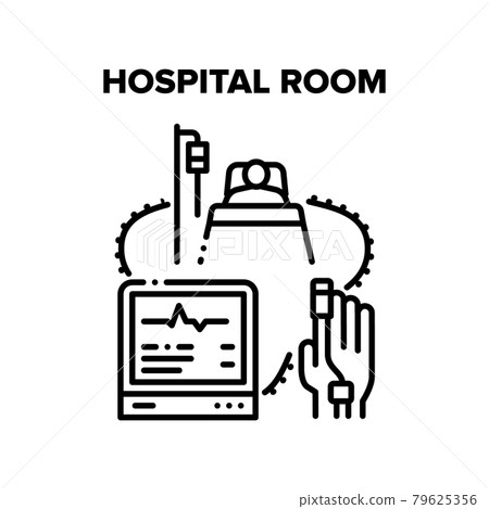 Hospital Room For Patient Vector Black Illustration Hospital Room For Patient Vector Black Illustration 79625356