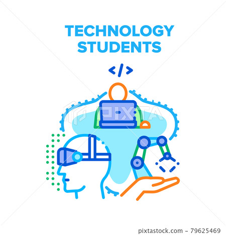 Technology Students For Study Vector Concept Color Technology Students For Study Vector Concept Color 79625469