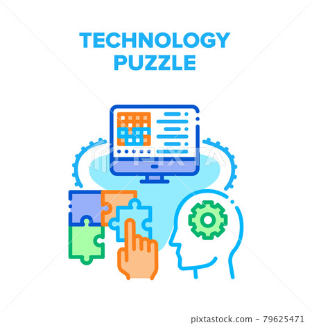 Technology Puzzle Strategy Vector Concept Color Technology Puzzle Strategy Vector Concept Color 79625471