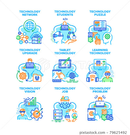Technology Upgrade Set Icons Vector Illustrations 79625492