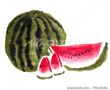 水墨畫西瓜 水墨畫西瓜 79626346