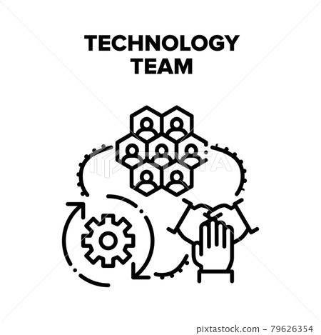 Technology Team Vector Black Illustration Technology Team Vector Black Illustration 79626354