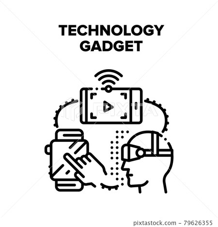 Technology Electronic Gadget Vector Black Illustration Technology Electronic Gadget Vector Black Illustration 79626355