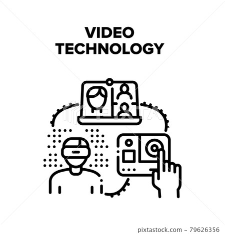 Video Technology Vector Black Illustration Video Technology Vector Black Illustration 79626356