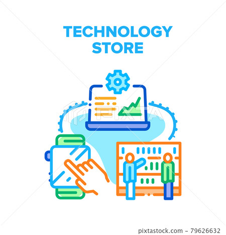 Technology Store Vector Concept Color Illustration - Stock Illustration ...