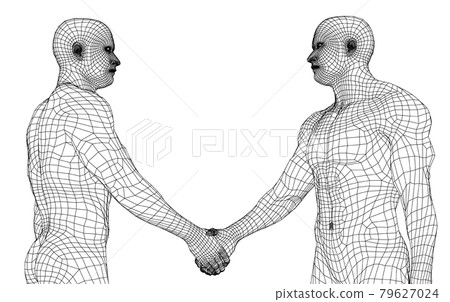 Two men shaking hands. Vector Two men shaking hands. Vector 79627024