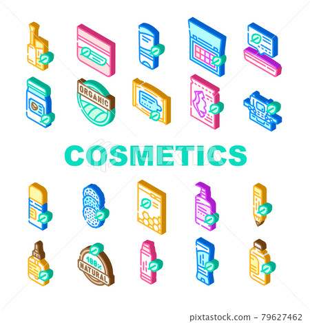 Organic Cosmetics Collection Icons Set Vector 79627462