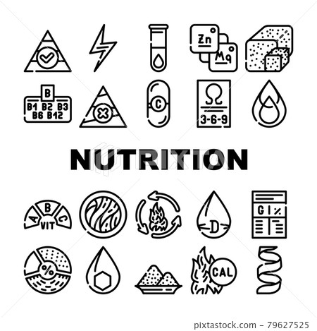 Nutrition Facts Diet Collection Icons Set Vector Nutrition Facts Diet Collection Icons Set Vector 79627525