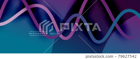 Abstract gradient background with wave line with shadow effect. Geometric composition. 3D shadow effects and fluid gradients 79627542