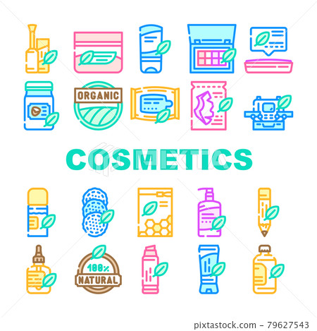 Organic Cosmetics Collection Icons Set Vector 79627543