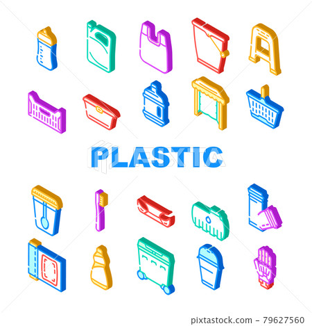 Plastic Accessories Collection Icons Set Vector 79627560