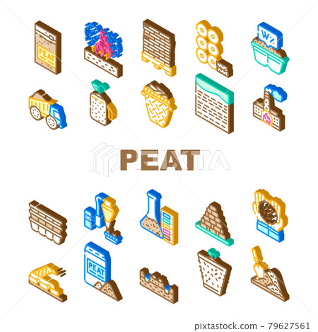 Peat Fuel Production Collection Icons Set Vector Peat Fuel Production Collection Icons Set Vector 79627561