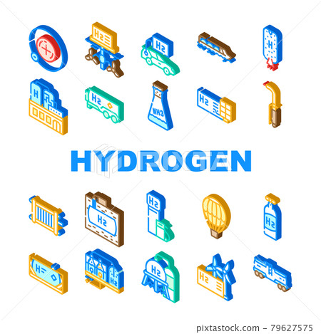 Hydrogen Energy Gas Collection Icons Set Vector Hydrogen Energy Gas Collection Icons Set Vector 79627575