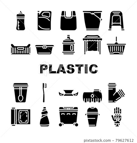 Plastic Accessories Collection Icons Set Vector 79627612