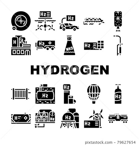Hydrogen Energy Gas Collection Icons Set Vector 79627654