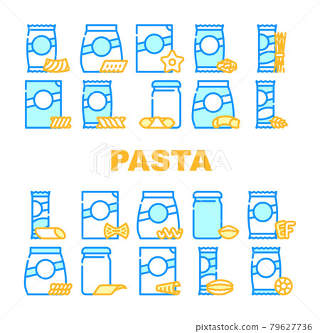 Pasta Food Package Collection Icons Set Vector 79627736