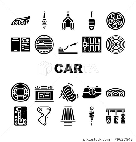 Car Vehicle Details Collection Icons Set Vector Car Vehicle Details Collection Icons Set Vector 79627842