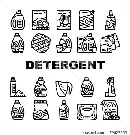 Detergent Washing Collection Icons Set Vector 79627865