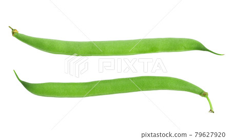Close-up green beans on isolated on white background. Top view. Healthy food. Close-up green beans on isolated on white background. Top view. Healthy food. 79627920