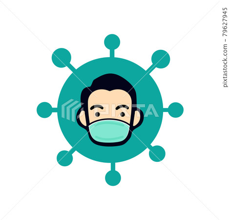 Man face with flu mask icon vector 79627945