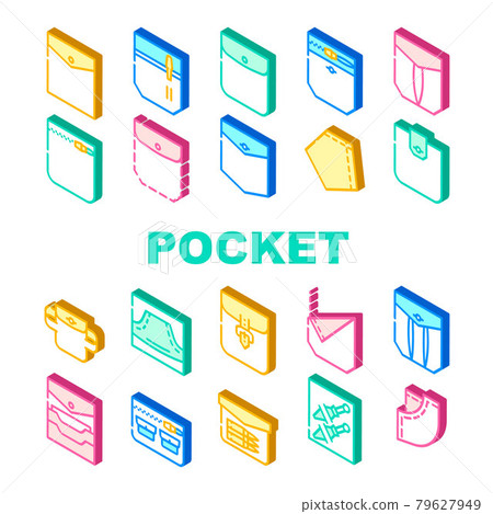 Patch Pocket Clothes Collection Icons Set Vector 79627949