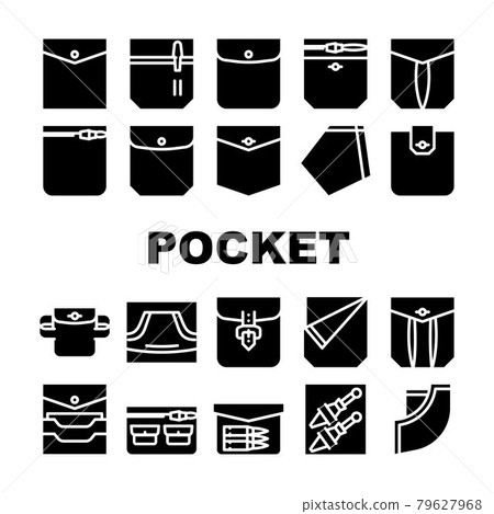 Patch Pocket Clothes Collection Icons Set Vector Patch Pocket Clothes Collection Icons Set Vector 79627968