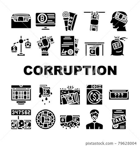 Corruption Problem Collection Icons Set Vector Corruption Problem Collection Icons Set Vector 79628004