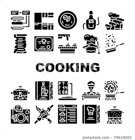 Cooking Courses Lesson Collection Icons Set Vector Cooking Courses Lesson Collection Icons Set Vector 79628005