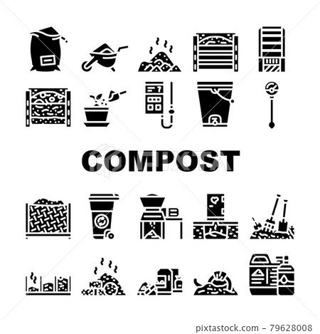 Compost Production Collection Icons Set Vector Compost Production Collection Icons Set Vector 79628008