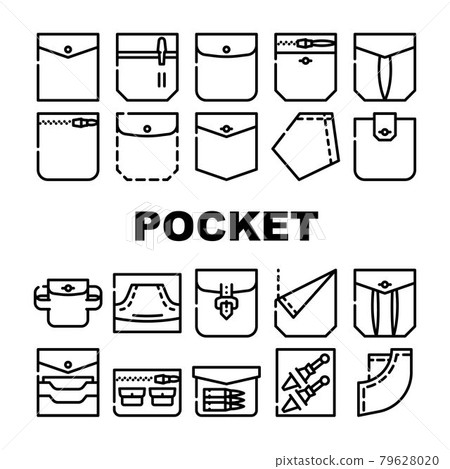 Patch Pocket Clothes Collection Icons Set Vector Patch Pocket Clothes Collection Icons Set Vector 79628020