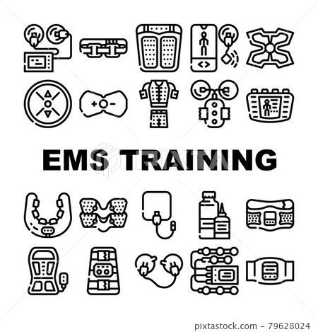 Ems Training Device Collection Icons Set Vector 79628024